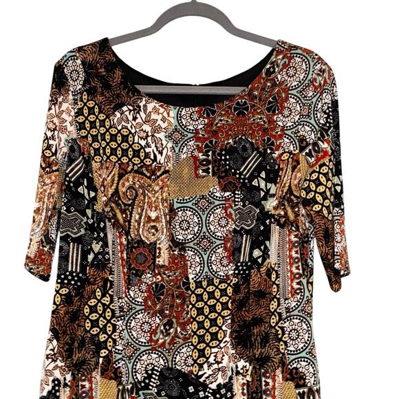 Roz & Ali Career Dress 12 Lined Geometric Print Rear Zip Entry Contemporary - Picture 2 of 14